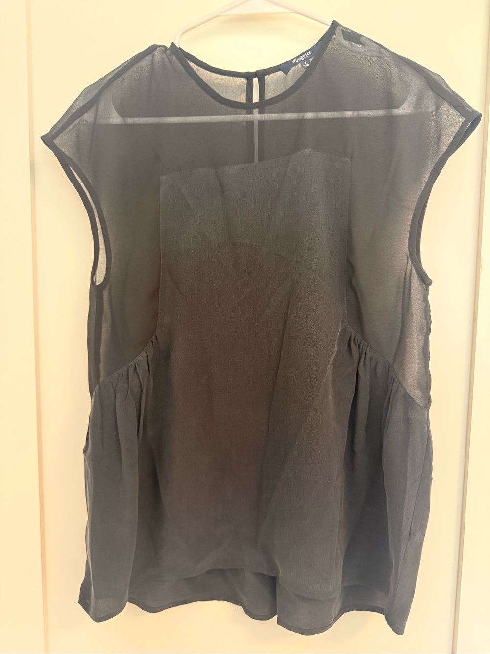 Madewell Sheer Overlay Sleeveless Top - Black